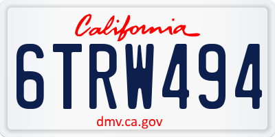 CA license plate 6TRW494