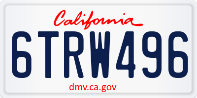 CA license plate 6TRW496