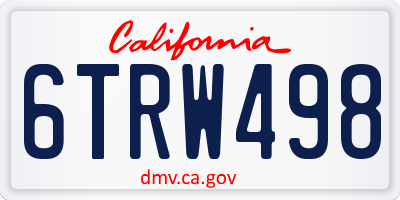 CA license plate 6TRW498