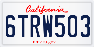CA license plate 6TRW503