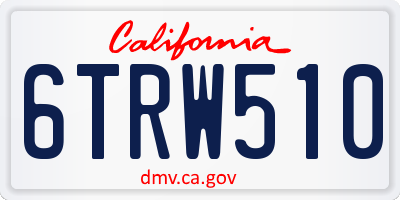 CA license plate 6TRW510