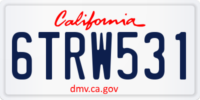 CA license plate 6TRW531