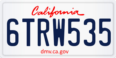 CA license plate 6TRW535