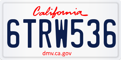 CA license plate 6TRW536