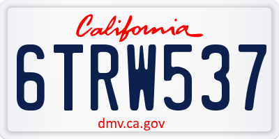 CA license plate 6TRW537