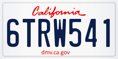 CA license plate 6TRW541