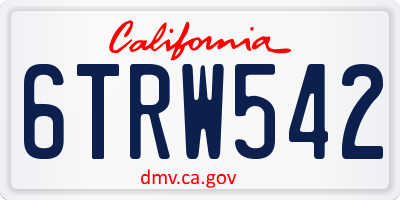 CA license plate 6TRW542