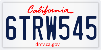 CA license plate 6TRW545