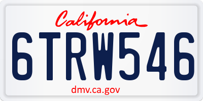 CA license plate 6TRW546