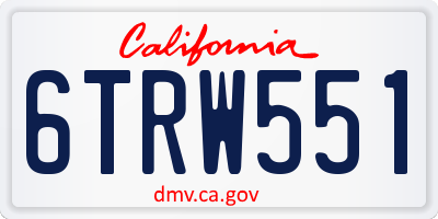 CA license plate 6TRW551