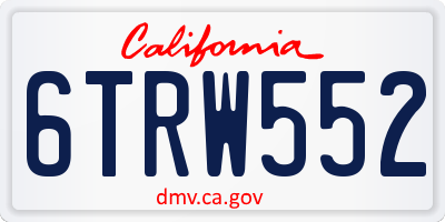 CA license plate 6TRW552