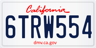 CA license plate 6TRW554