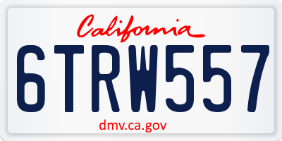 CA license plate 6TRW557