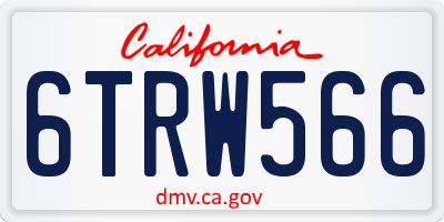 CA license plate 6TRW566