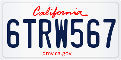 CA license plate 6TRW567