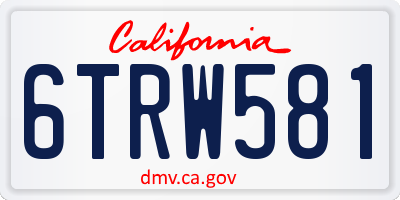 CA license plate 6TRW581