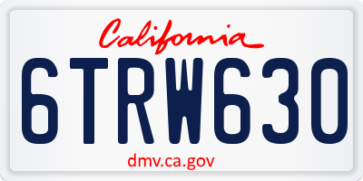 CA license plate 6TRW630