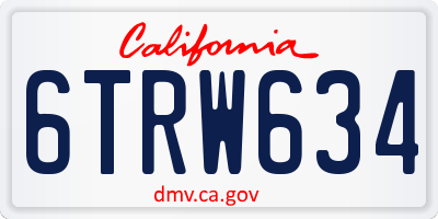 CA license plate 6TRW634