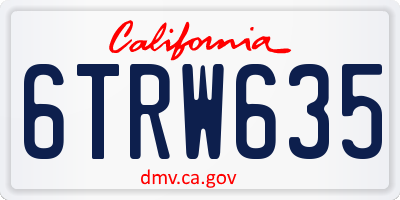 CA license plate 6TRW635