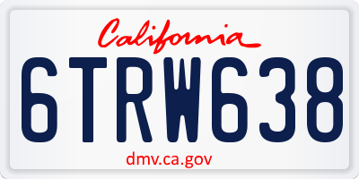 CA license plate 6TRW638