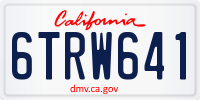 CA license plate 6TRW641