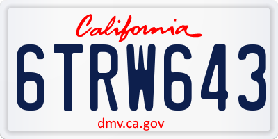 CA license plate 6TRW643