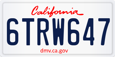 CA license plate 6TRW647