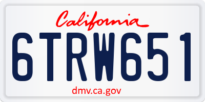 CA license plate 6TRW651