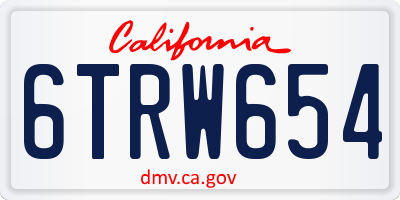 CA license plate 6TRW654