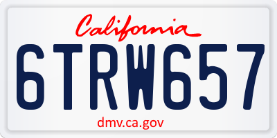 CA license plate 6TRW657