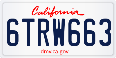 CA license plate 6TRW663