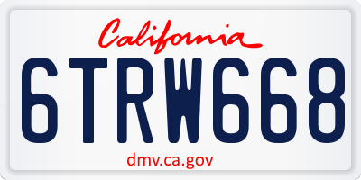 CA license plate 6TRW668