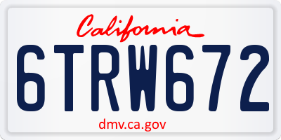 CA license plate 6TRW672