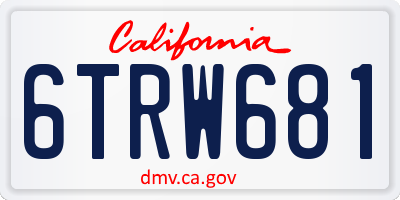 CA license plate 6TRW681