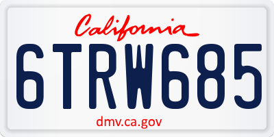 CA license plate 6TRW685