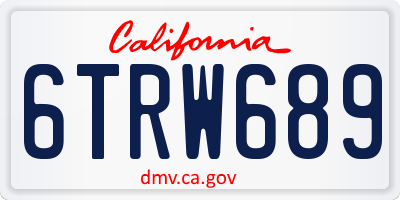 CA license plate 6TRW689