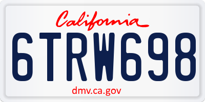 CA license plate 6TRW698