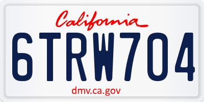 CA license plate 6TRW704