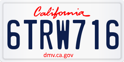 CA license plate 6TRW716