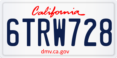 CA license plate 6TRW728