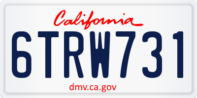 CA license plate 6TRW731