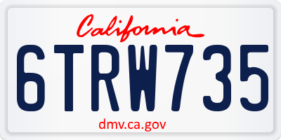 CA license plate 6TRW735