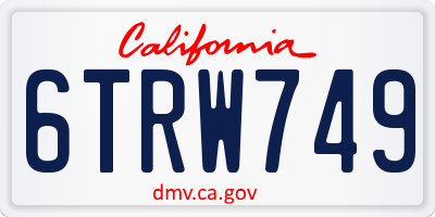 CA license plate 6TRW749