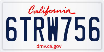 CA license plate 6TRW756