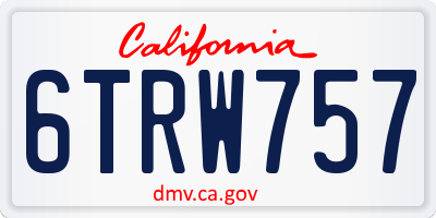 CA license plate 6TRW757