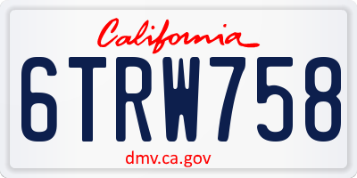 CA license plate 6TRW758