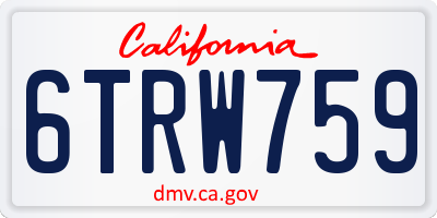 CA license plate 6TRW759