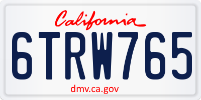 CA license plate 6TRW765