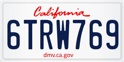 CA license plate 6TRW769