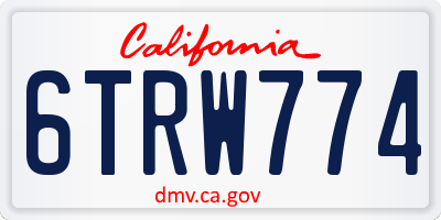 CA license plate 6TRW774